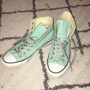 Mint blue high top converse